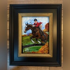 Original oil painting EQUESTRIAN Hunter Jumper fox hunt horseback riding horse